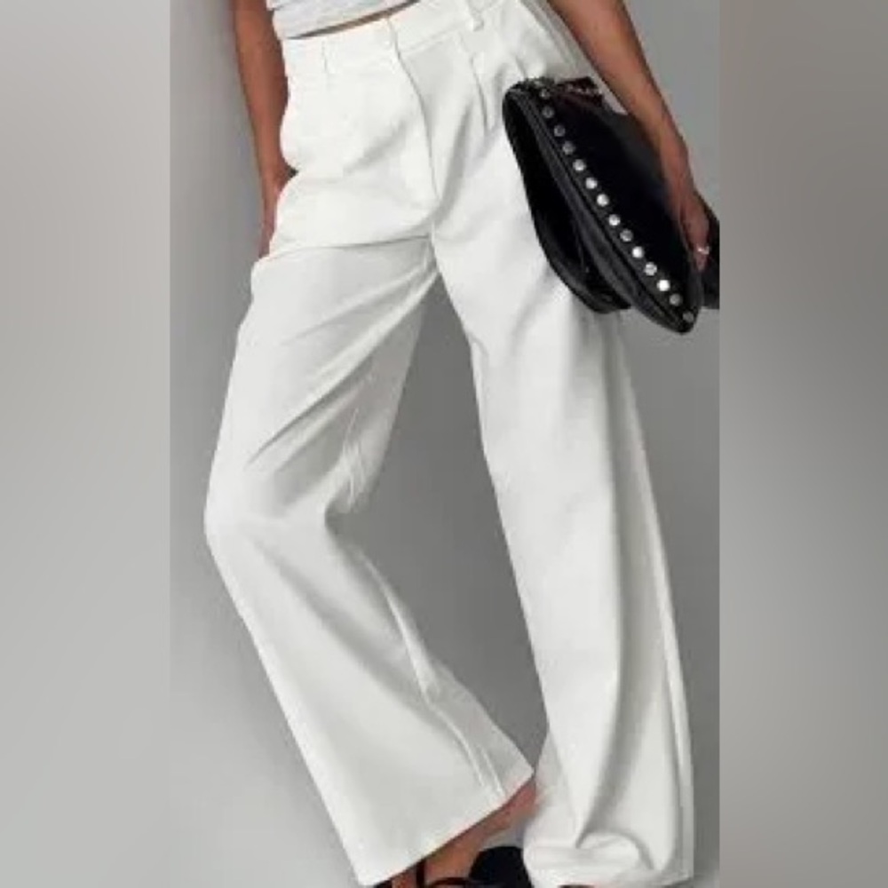 Princess Polly White Wide-Leg Pants
